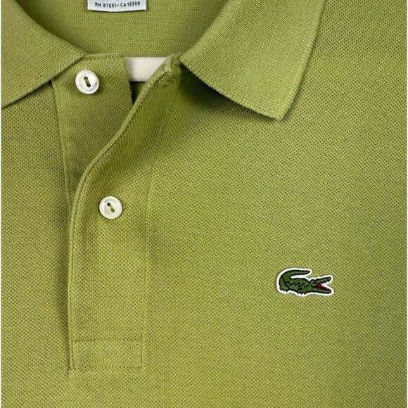 Lacoste Polo Shirt Mens Extra Large Lime Green Classic Fit Lightweight Preppy - Picture 4 of 7